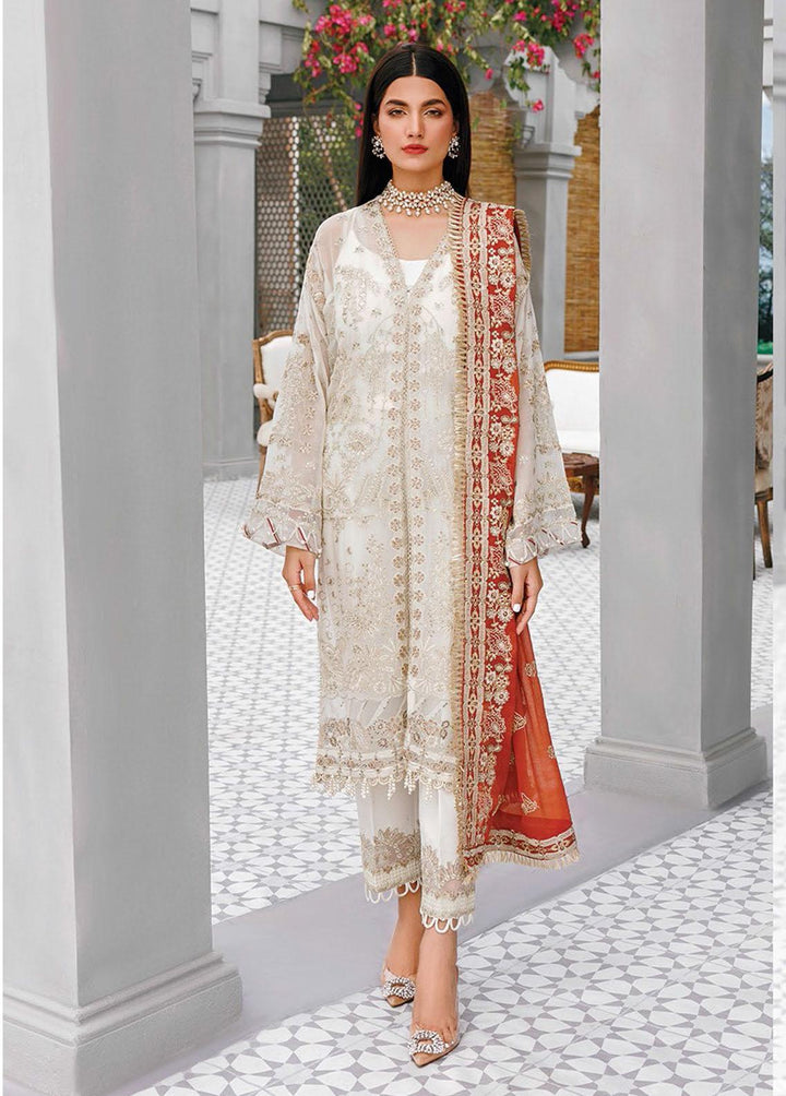 Hera By Xenia Formals Embroidered Chiffon Suits Unstitched 3 Piece XE22H 07 Fleur - Luxury Collection