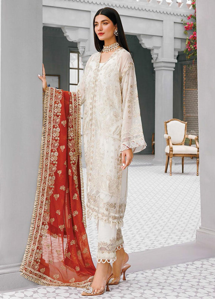 Hera By Xenia Formals Embroidered Chiffon Suits Unstitched 3 Piece XE22H 07 Fleur - Luxury Collection