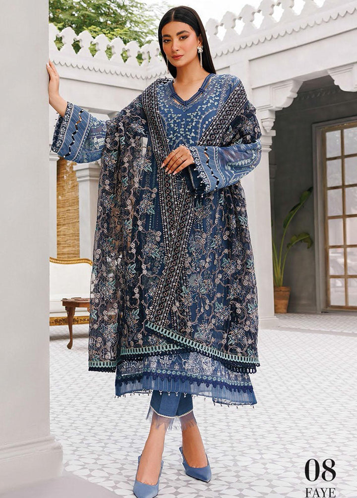 Hera By Xenia Formals Embroidered Chiffon Suits Unstitched 3 Piece XE22H 08 Faye - Luxury Collection