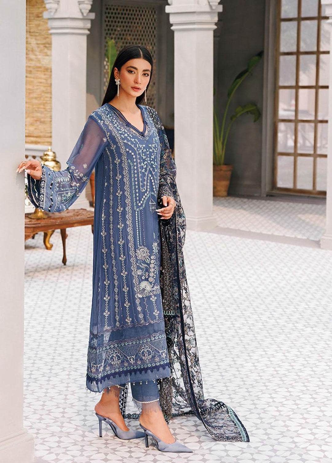 Hera By Xenia Formals Embroidered Chiffon Suits Unstitched 3 Piece XE22H 08 Faye - Luxury Collection