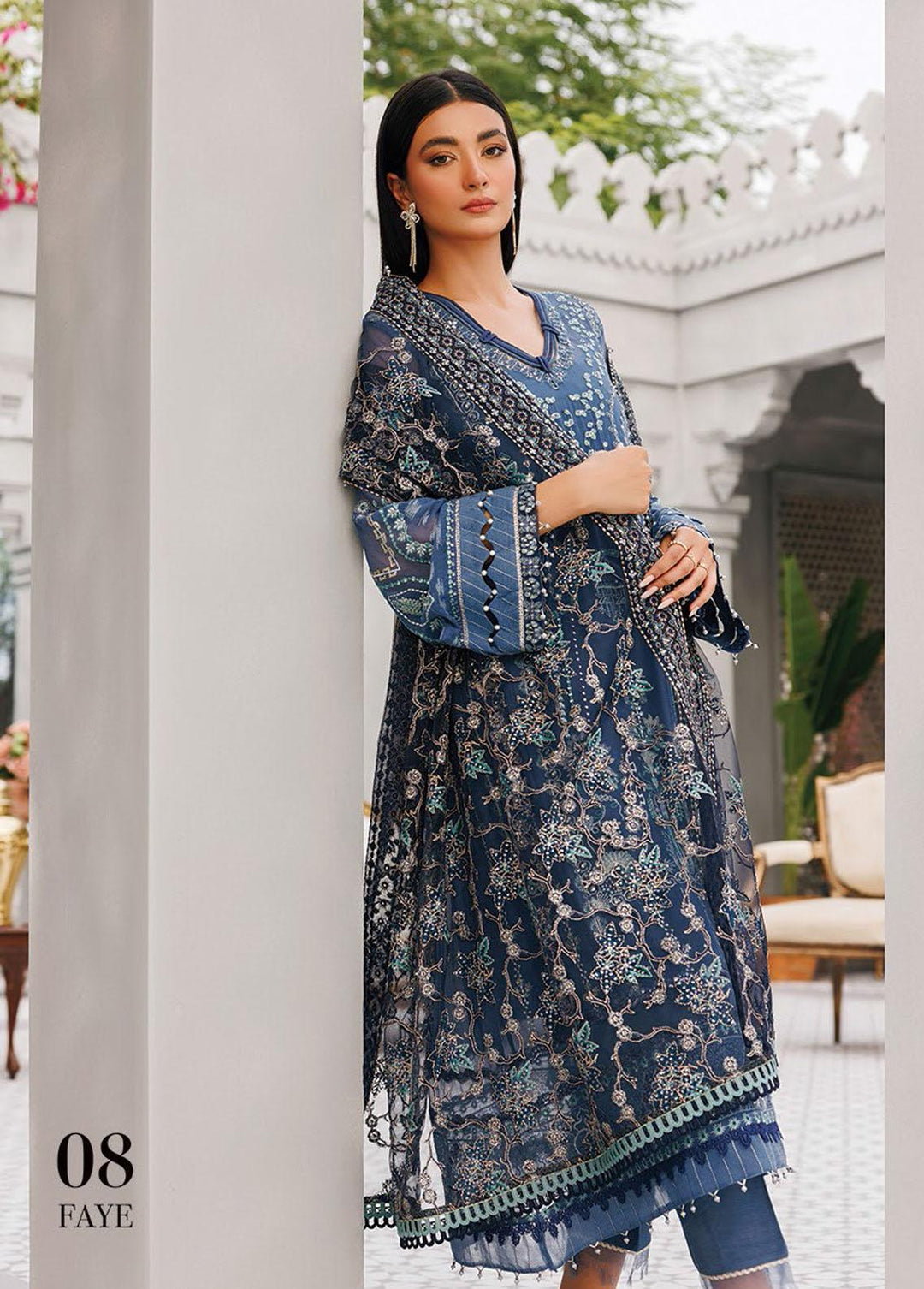 Hera By Xenia Formals Embroidered Chiffon Suits Unstitched 3 Piece XE22H 08 Faye - Luxury Collection