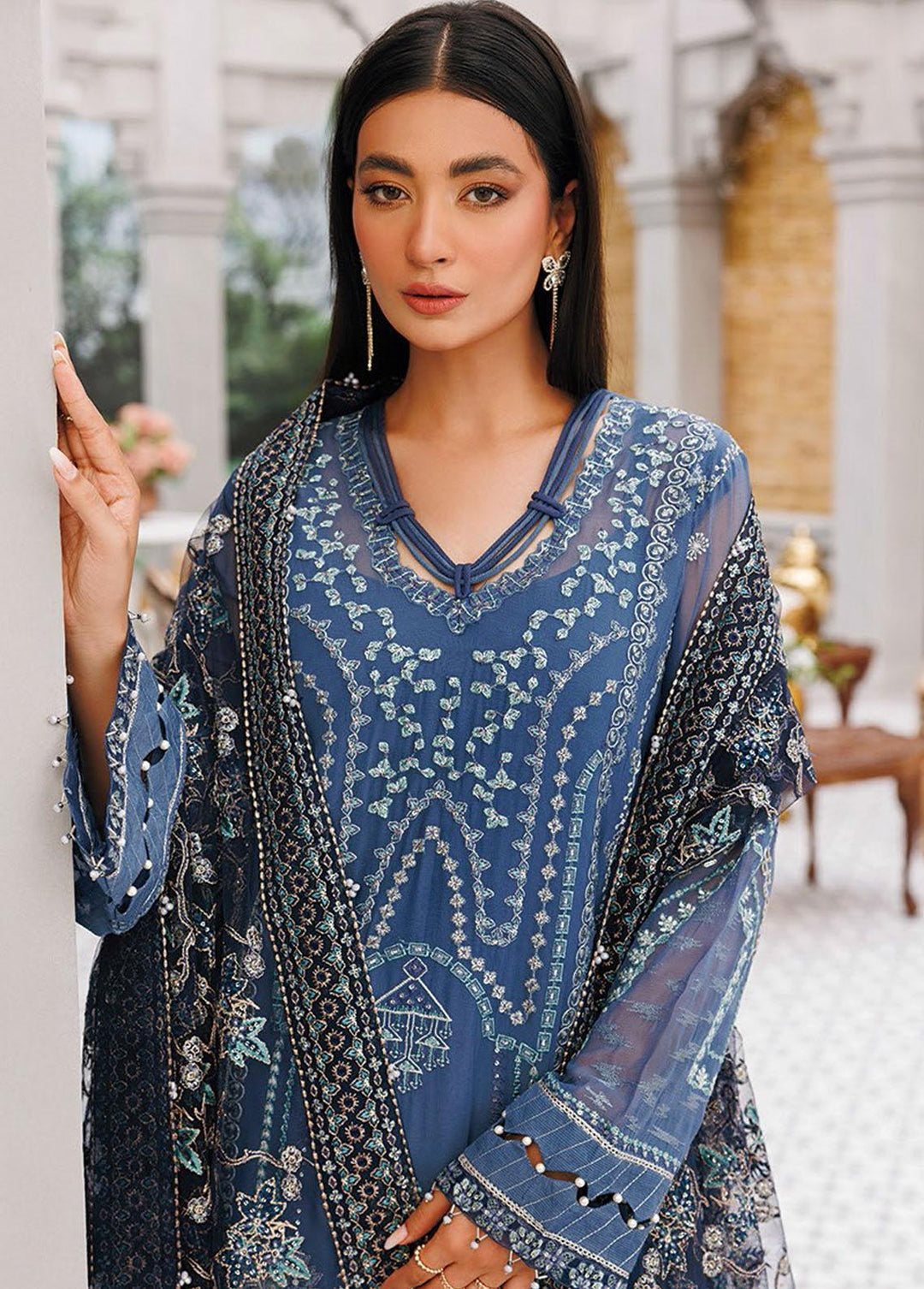 Hera By Xenia Formals Embroidered Chiffon Suits Unstitched 3 Piece XE22H 08 Faye - Luxury Collection