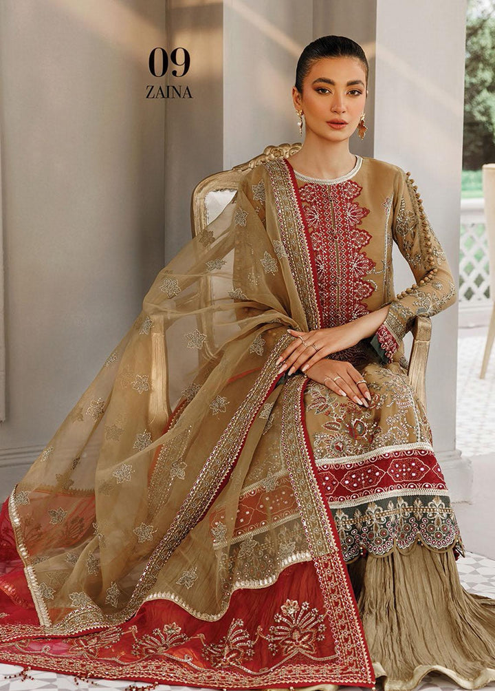 Hera By Xenia Formals Embroidered Chiffon Suits Unstitched 3 Piece XE22H 09 Zaina - Luxury Collection