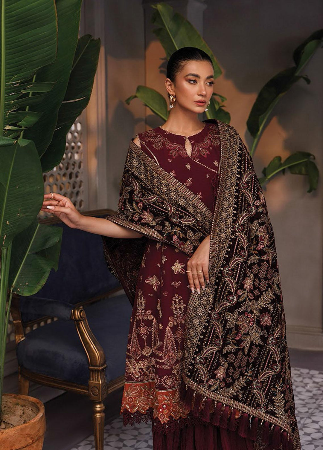 Hera By Xenia Formals Embroidered Chiffon Suits Unstitched 3 Piece XE22H 10 Vida - Luxury Collection