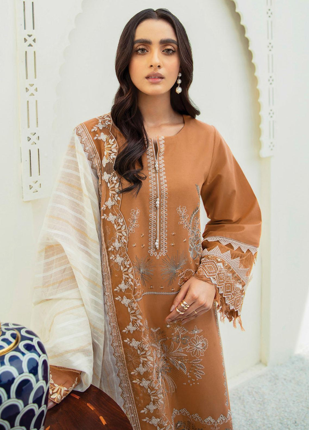 Xenia Formals Embroidered Lawn Suits Unstitched 3 Piece XE21M D-08 KUBRA - Summer Collection
