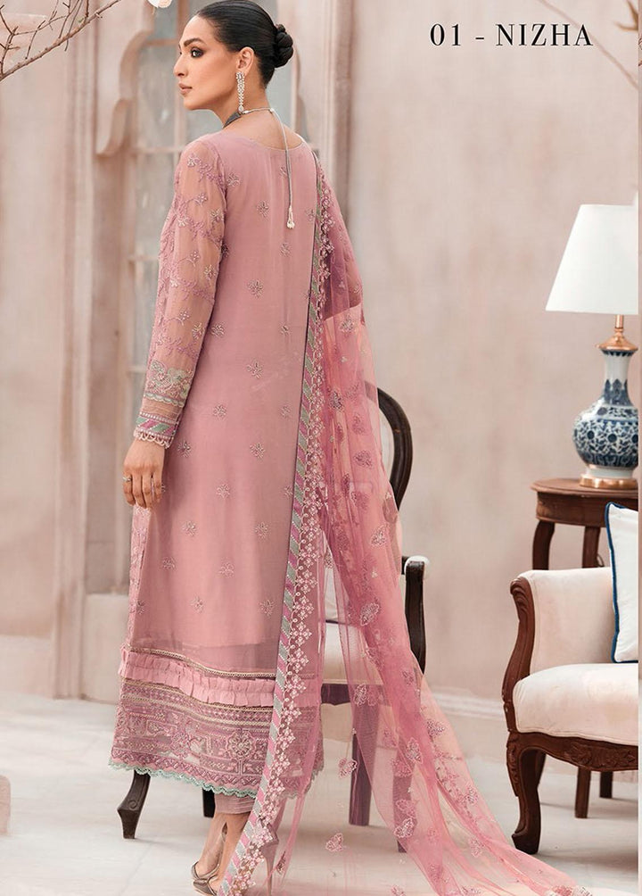 Mehfilen By Xenia Formals Embroidered Chiffon Suits Unstitched 3 Piece XE22M 01 Nizha - Luxury Collection