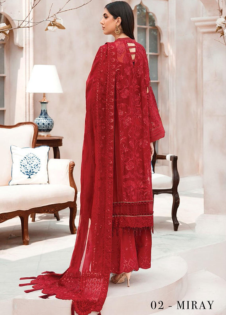Mehfilen By Xenia Formals Embroidered Chiffon Suits Unstitched 3 Piece XE22M 02 Miray - Luxury Collection