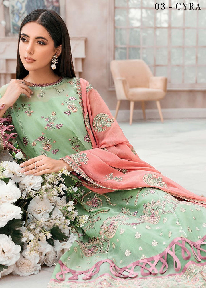Mehfilen By Xenia Formals Embroidered Chiffon Suits Unstitched 3 Piece XE22M 03 Cyra - Luxury Collection
