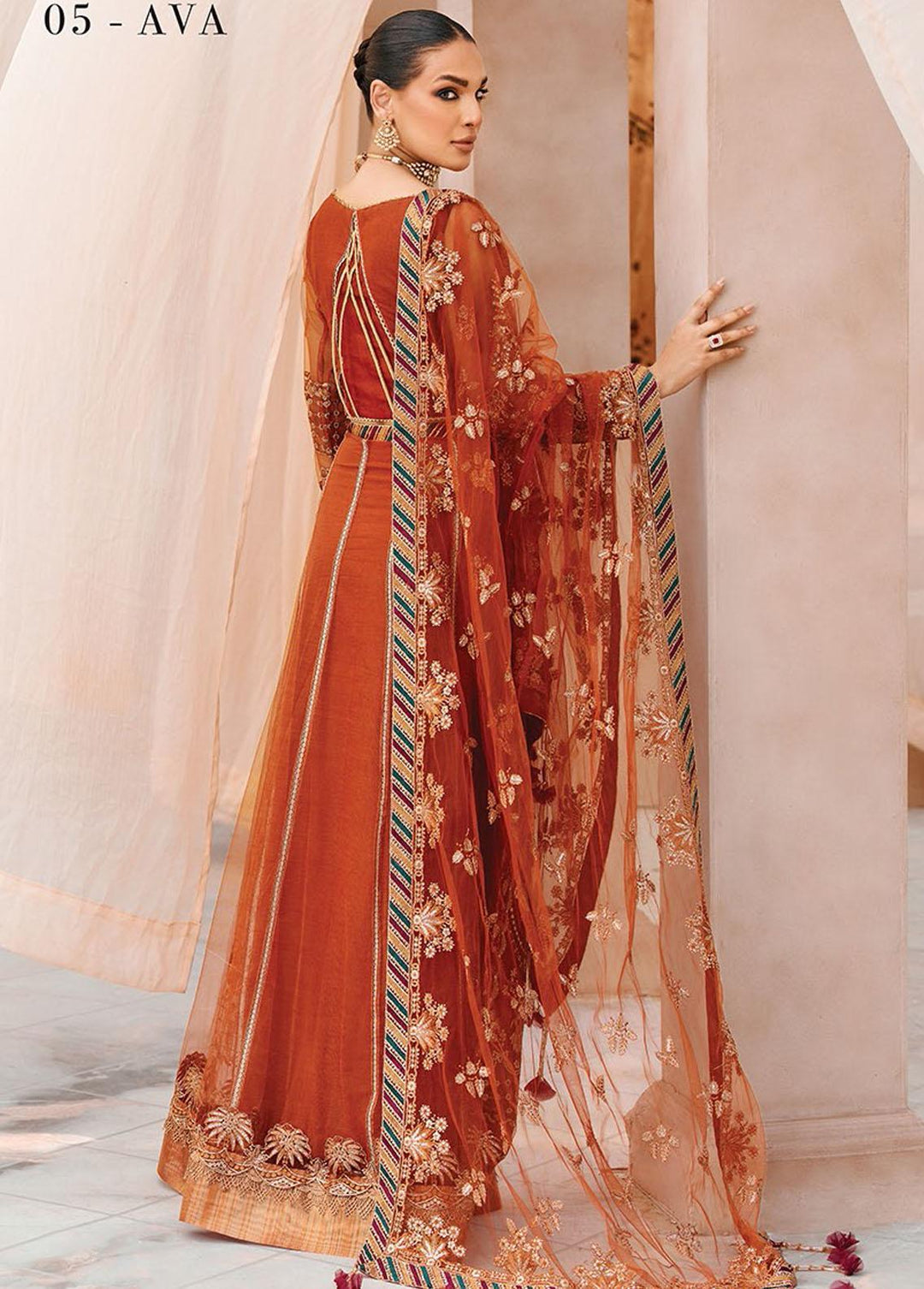 Mehfilen By Xenia Formals Embroidered Chiffon Suits Unstitched 3 Piece XE22M 05 Ava - Luxury Collection