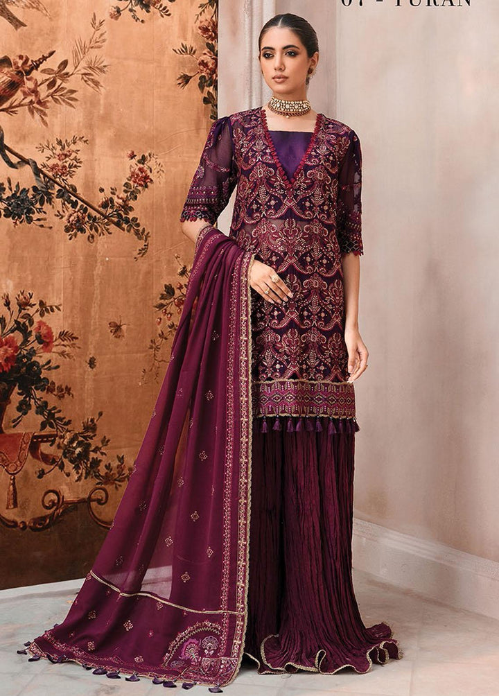 Mehfilen By Xenia Formals Embroidered Chiffon Suits Unstitched 3 Piece XE22M 07 Turan - Luxury Collection