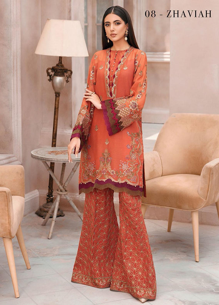 Mehfilen By Xenia Formals Embroidered Chiffon Suits Unstitched 3 Piece XE22M 08 Zhaviah - Luxury Collection