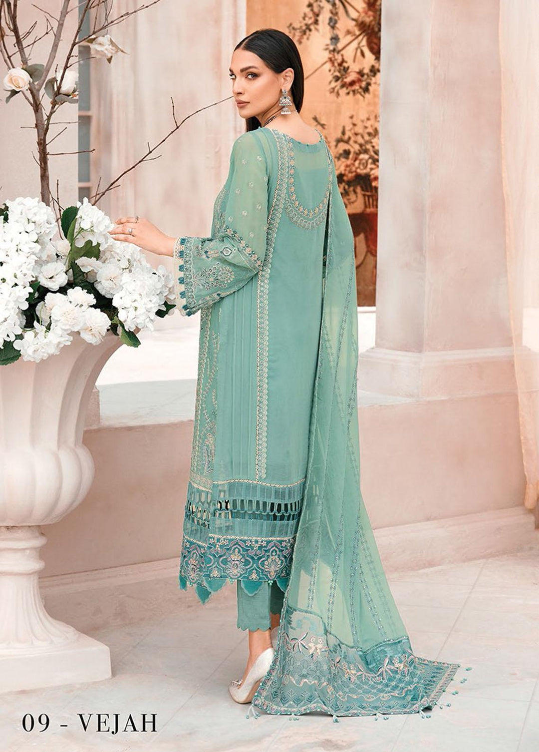 Mehfilen By Xenia Formals Embroidered Chiffon Suits Unstitched 3 Piece XE22M 09 Vejah - Luxury Collection