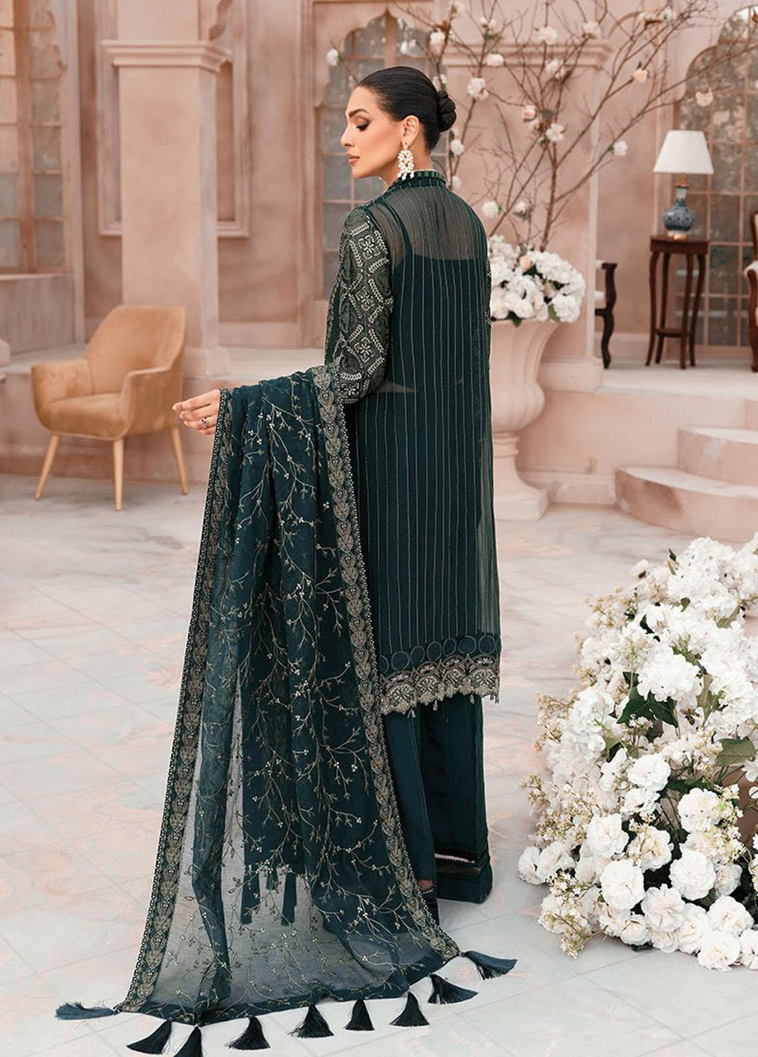 Mehfilen By Xenia Formals Embroidered Chiffon Suits Unstitched 3 Piece XE22M 10 Warina - Luxury Collection