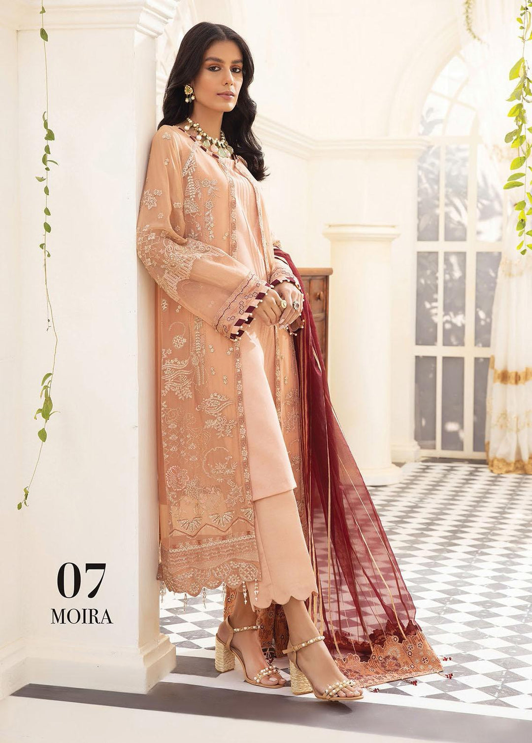 Pareesia By Xenia Formals Embroidered Chiffon Suits Unstitched 3 Piece XE22P 07 Moira - Luxury Collection