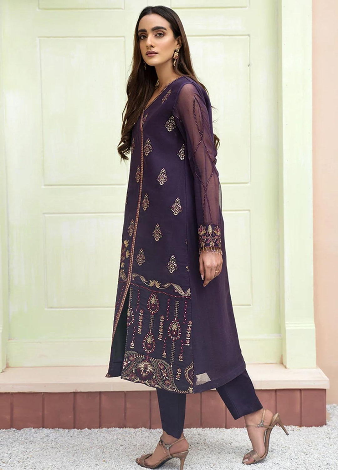 Xenia Formals Embroidered Chiffon Stitched 2 Piece Suit Beazley XFR-20-196