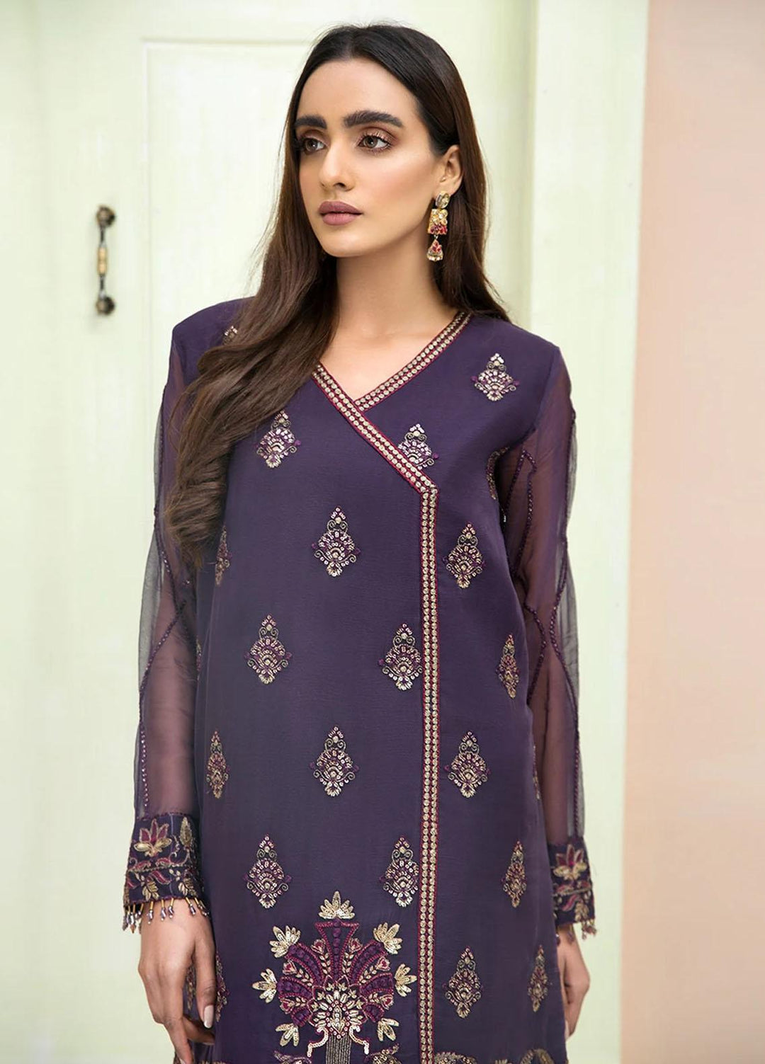 Xenia Formals Embroidered Chiffon Stitched 2 Piece Suit Beazley XFR-20-196