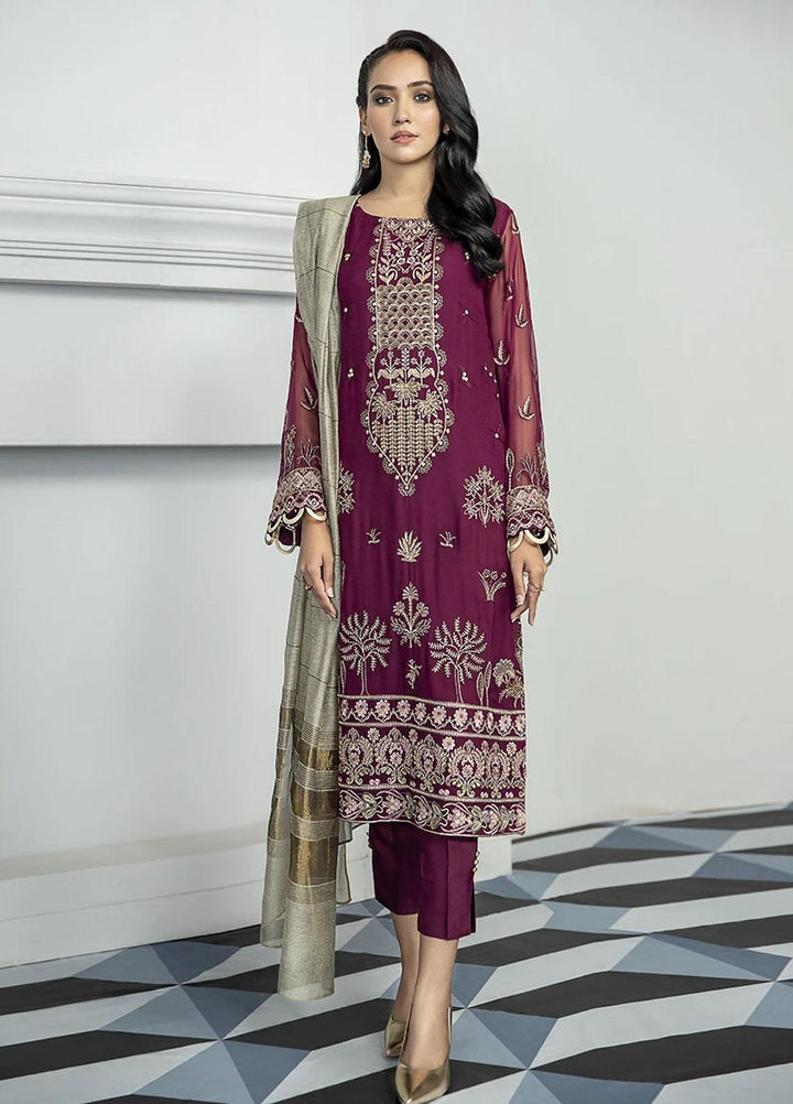 Xenia Formals Embroidered Chiffon Stitched 3 Piece Suit Gauhar XFR-20-181