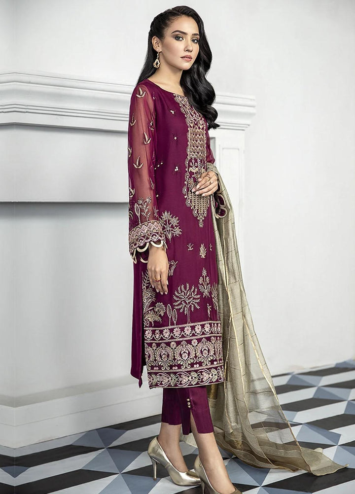 Xenia Formals Embroidered Chiffon Stitched 3 Piece Suit Gauhar XFR-20-181