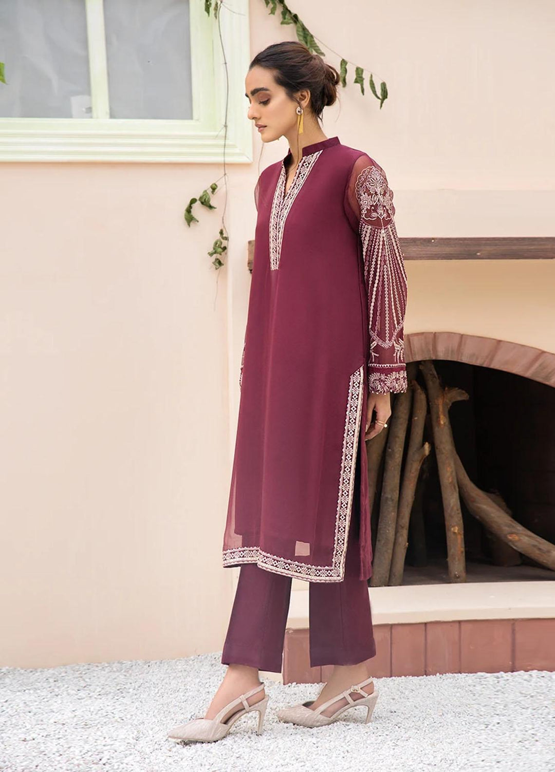 Xenia Formals Embroidered Chiffon Stitched 3 Piece Suit Hamedan XFR-20-204