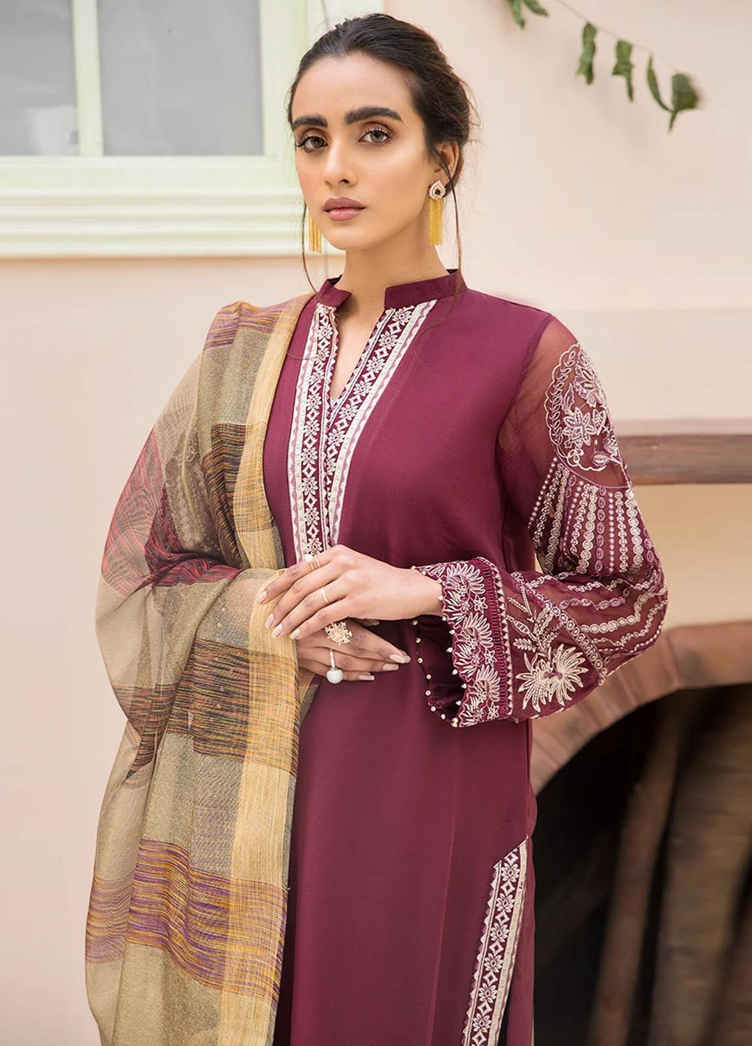 Xenia Formals Embroidered Chiffon Stitched 3 Piece Suit Hamedan XFR-20-204