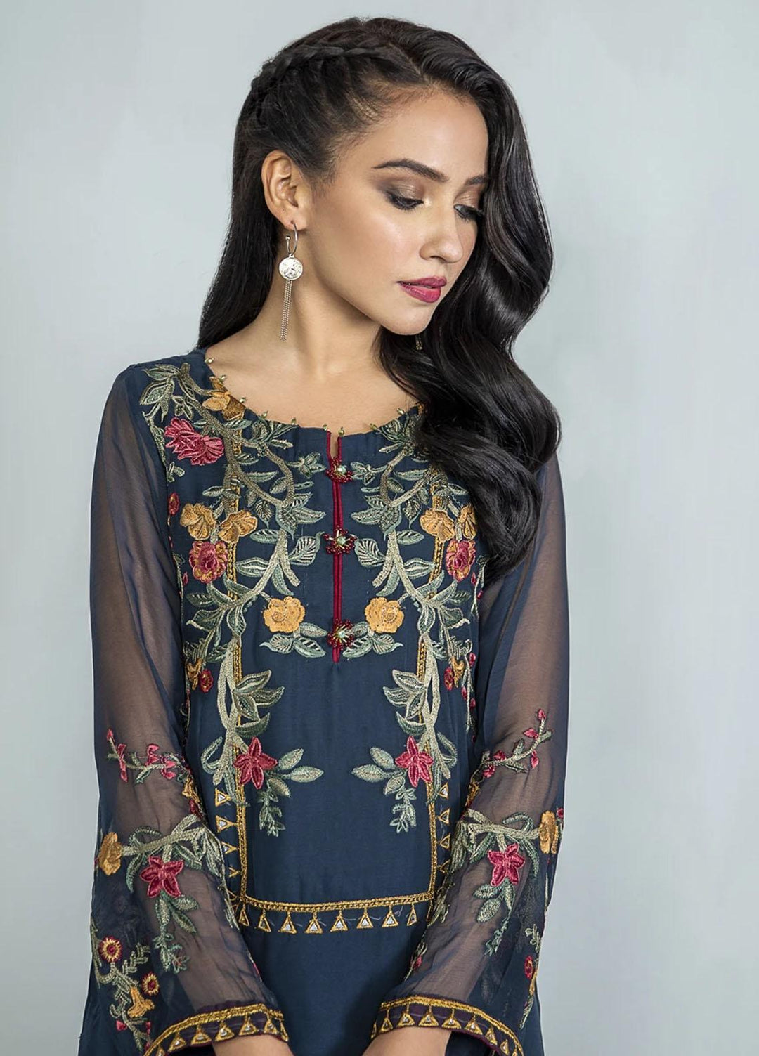 Xenia Formals Embroidered Chiffon Stitched 2 Piece Suit IKSHA XFR-20-182