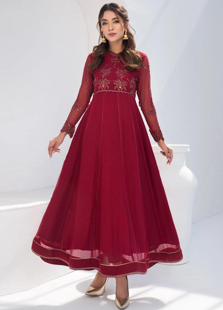 Xenia Formals Embroidered Chiffon Stitched 2 Piece Suit SALVIA XFR-21-212