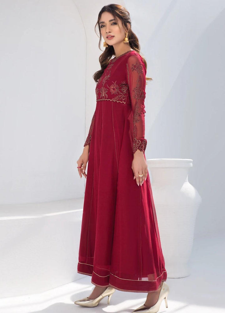 Xenia Formals Embroidered Chiffon Stitched 2 Piece Suit SALVIA XFR-21-212