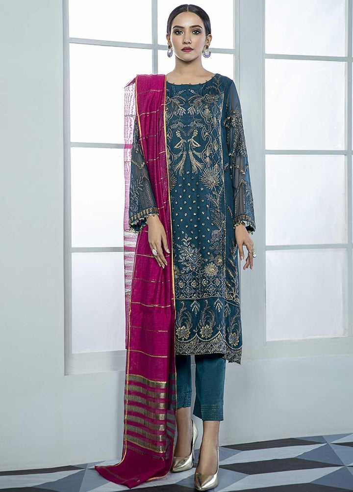 Xenia Formals Embroidered Chiffon Stitched 3 Piece Suit XF21P AAFREEN XFR-20-183