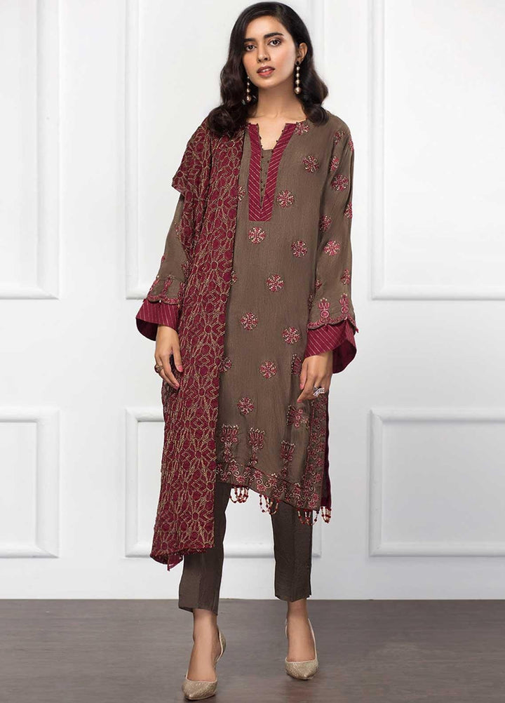 Xenia Formals Embroidered Raw Silk Stitched 3 Piece Suit XF21P AVINER XFR-20-144A