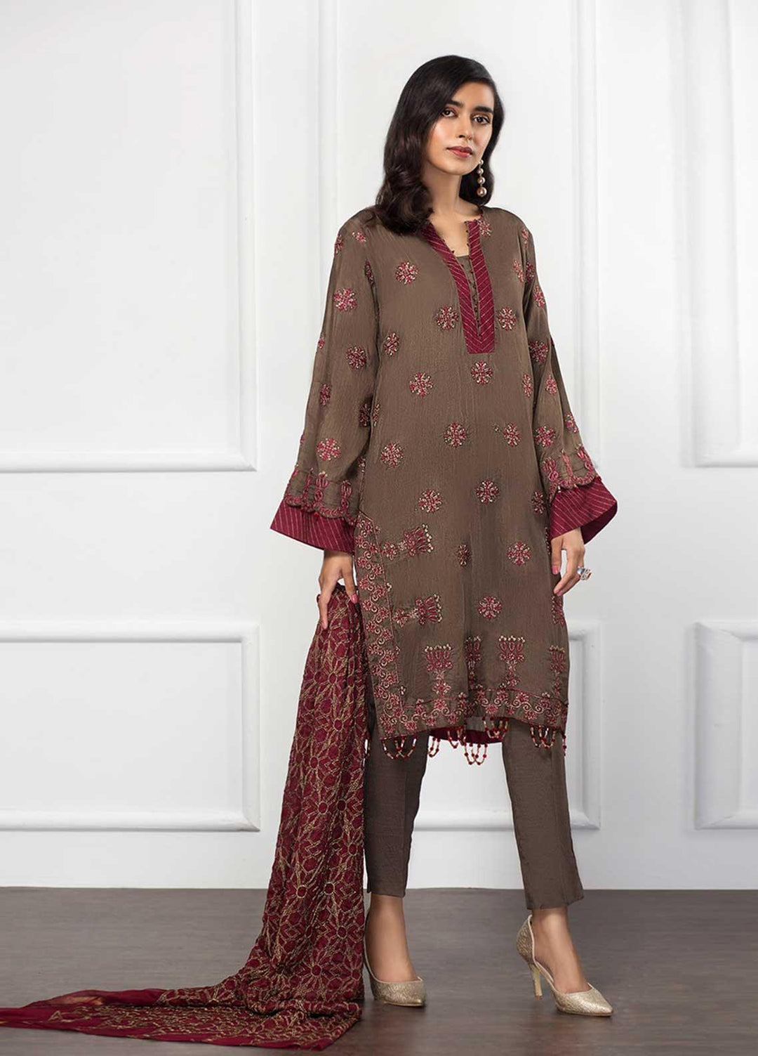 Xenia Formals Embroidered Raw Silk Stitched 3 Piece Suit XF21P AVINER XFR-20-144A
