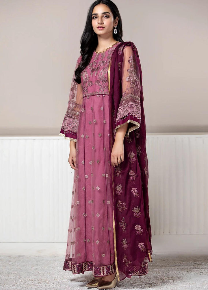 Xenia Formals Embroidered Net Stitched 3 Piece Suit XF21P ROSE DUST XFR-21-174