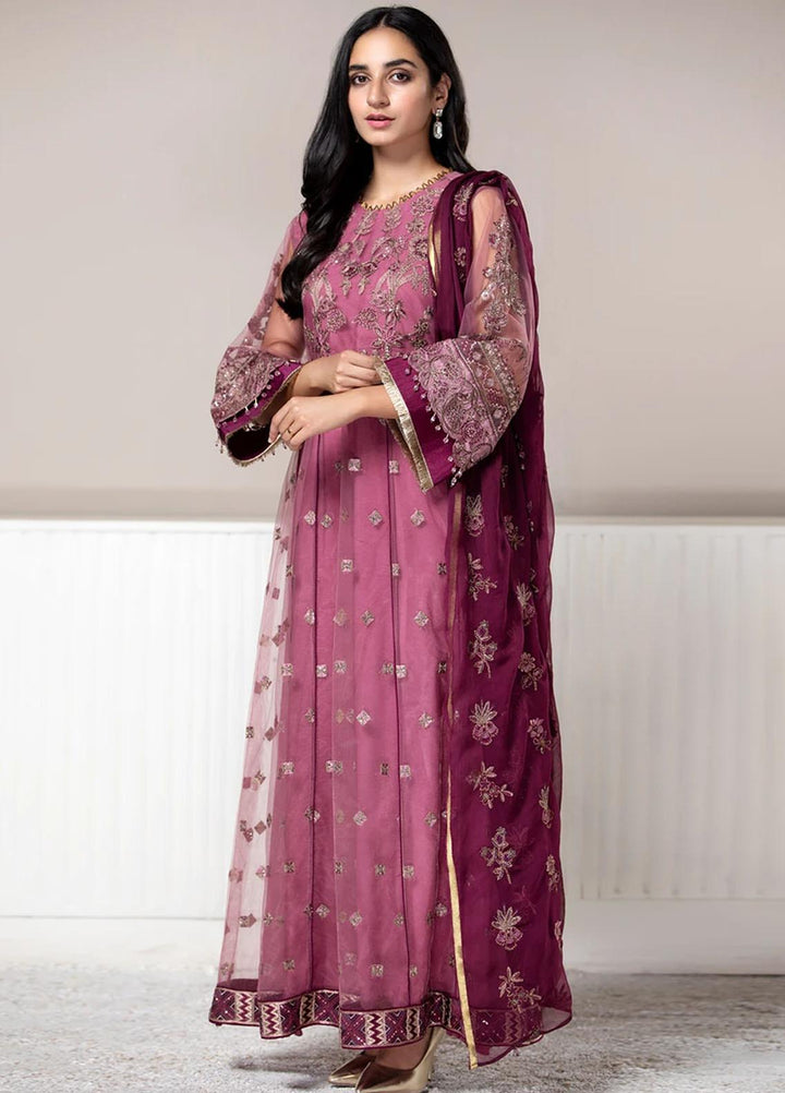 Xenia Formals Embroidered Net Stitched 3 Piece Suit XF21P ROSE DUST XFR-21-174