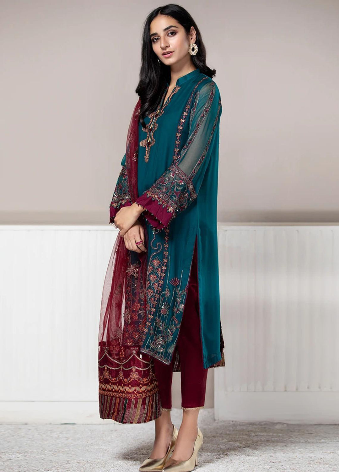 Xenia Formals Embroidered Chiffon Stitched 3 Piece Suit XF21P SIGNE XFR-21-178