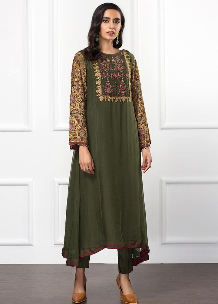 Xenia Formals Embroidered Chiffon Stitched 2 Piece Suit XF21P XFR-20-1466 NILE