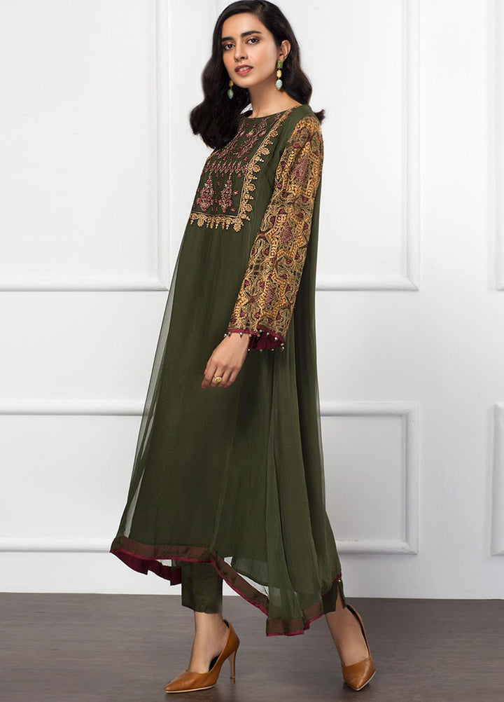 Xenia Formals Embroidered Chiffon Stitched 2 Piece Suit XF21P XFR-20-1466 NILE