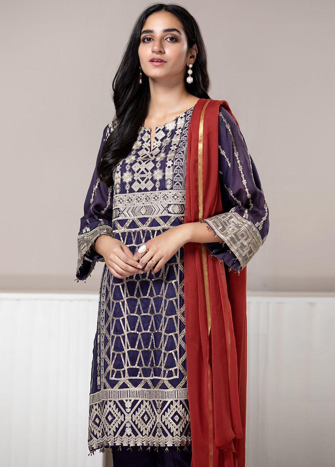 Xenia Formals Embroidered Khaadi Net Stitched 3 Piece Suit XF21P XFR-20-176 PLUME BLOOM