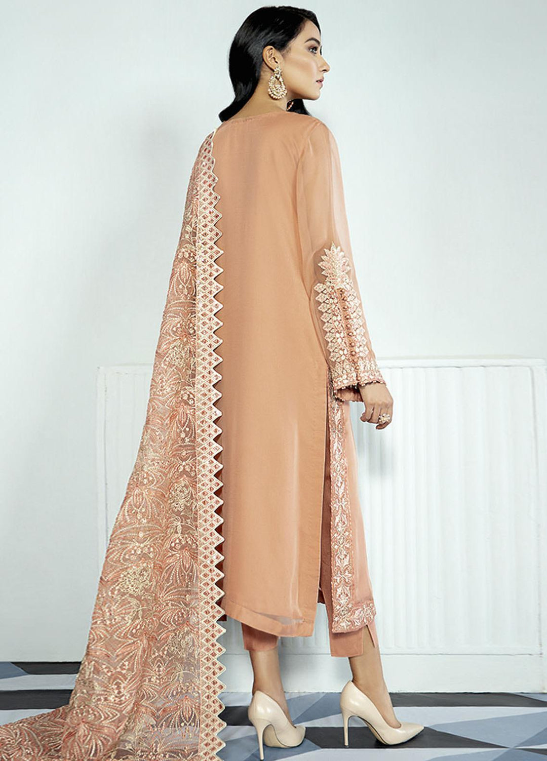 Xenia Formals Embroidered Chiffon Stitched 3 Piece Suit XF21P XFR-20-180 BAREEN