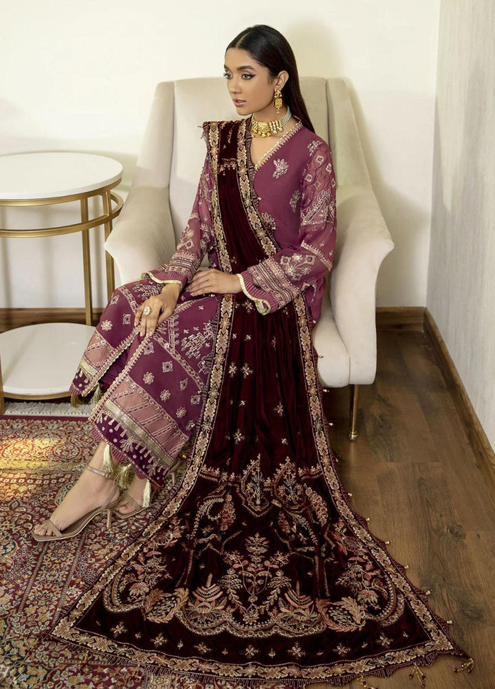 Xenia Formals Embroidered Velvet  Shawl GHUNCHA XFR-21-305 - Velvet Shawls