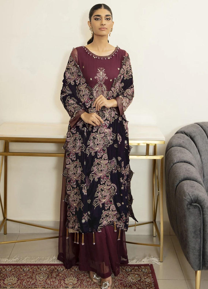 Xenia Formals Embroidered Velvet  Shawl SUHA XFR-21-296 - Velvet Shawls