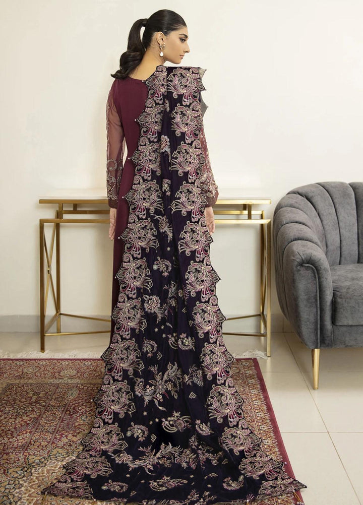 Xenia Formals Embroidered Velvet  Shawl SUHA XFR-21-296 - Velvet Shawls