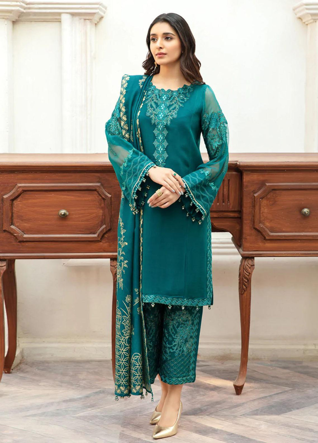 Xenia Formals Pret Embroidered Chiffon 3 Piece Suit ABIR XFR-22-339