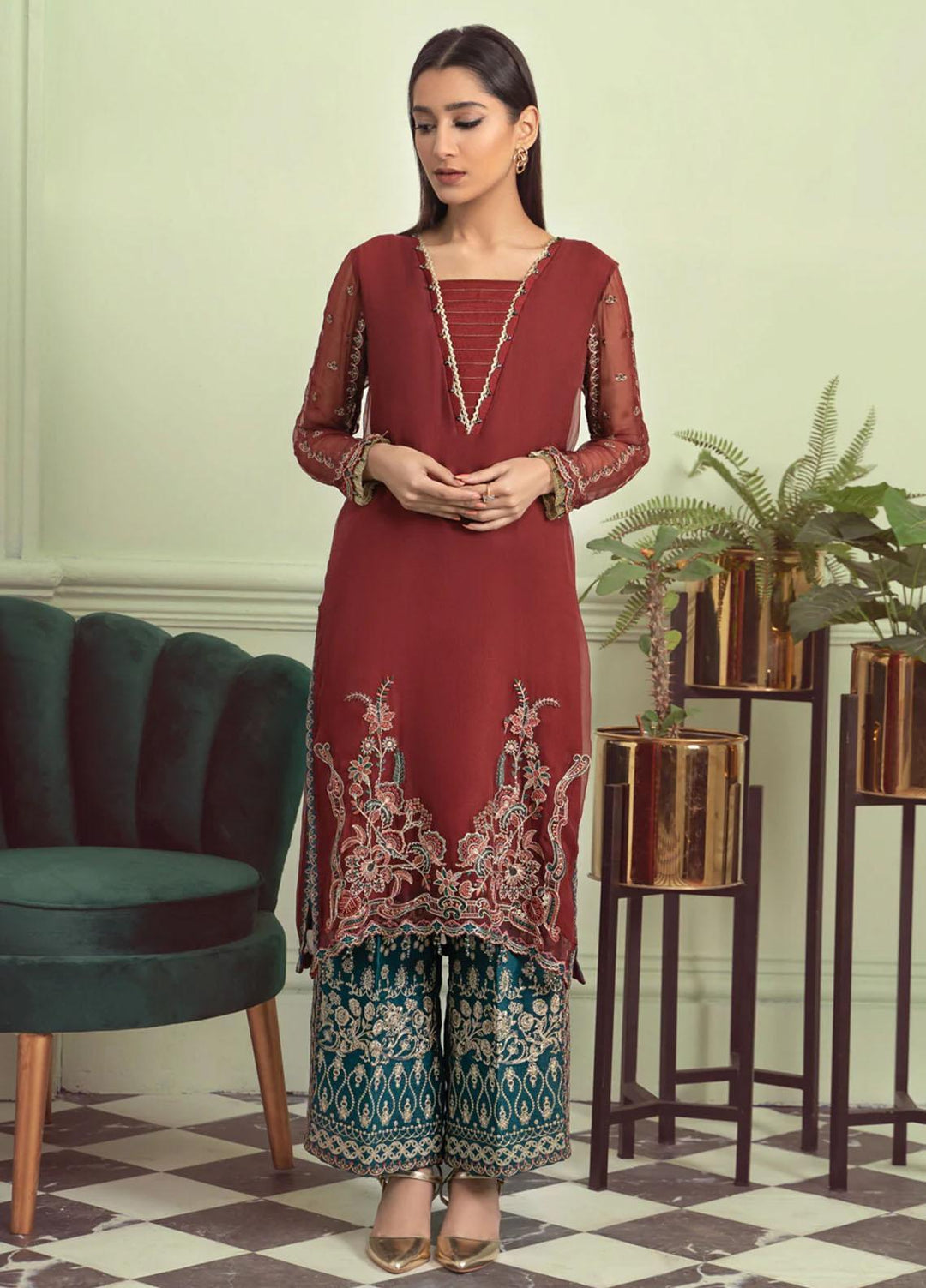 Xenia Formals Pret Embroidered Chiffon 2 Piece Suit SELVI XFR-22-334