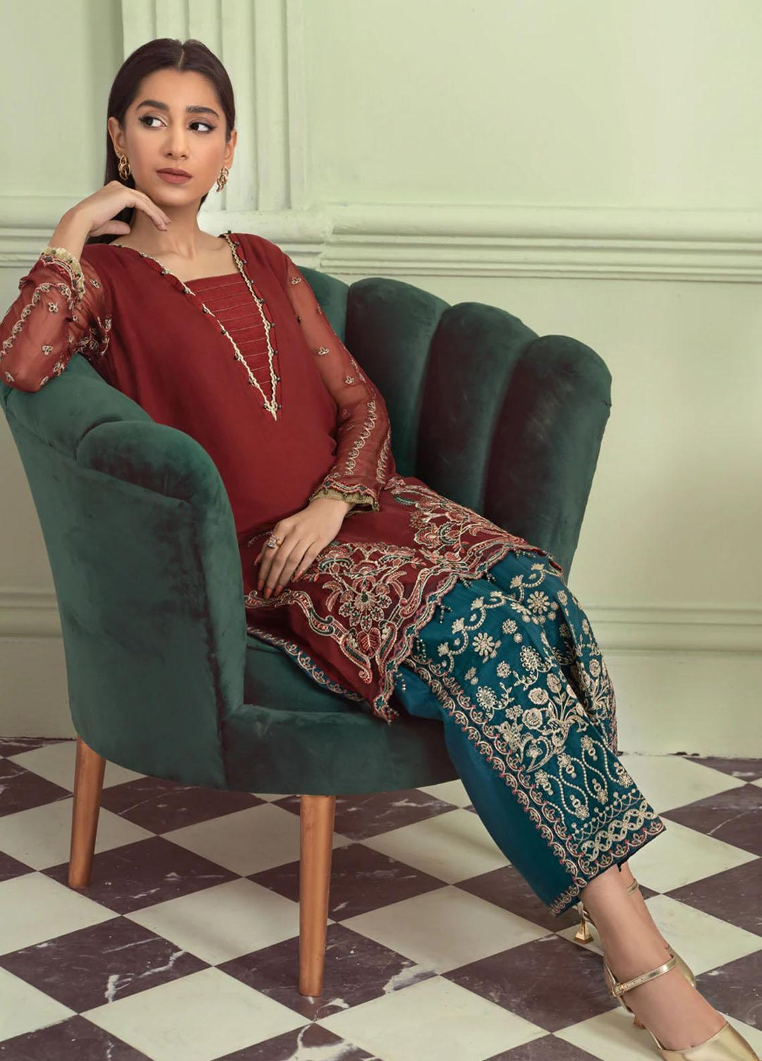 Xenia Formals Pret Embroidered Chiffon 2 Piece Suit SELVI XFR-22-334