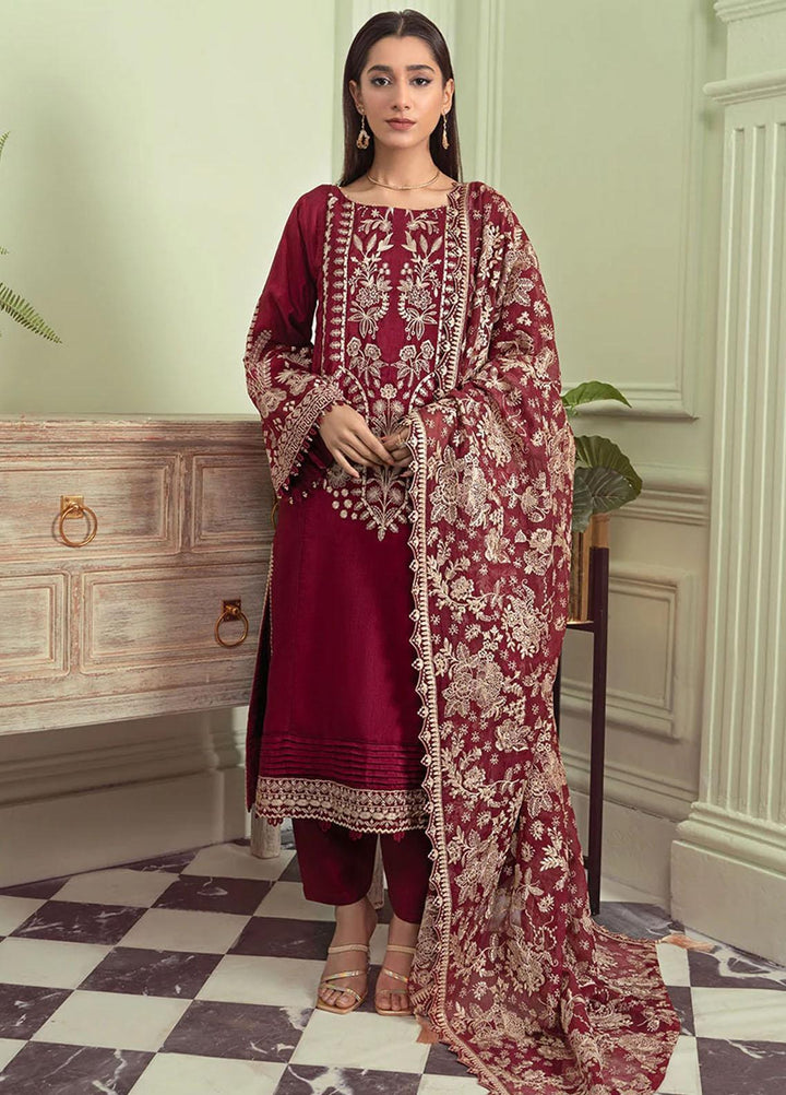 Xenia Formals Ready to Wear Embroidered Raw Silk 3 Piece Suit FARIZA XFR-22-335