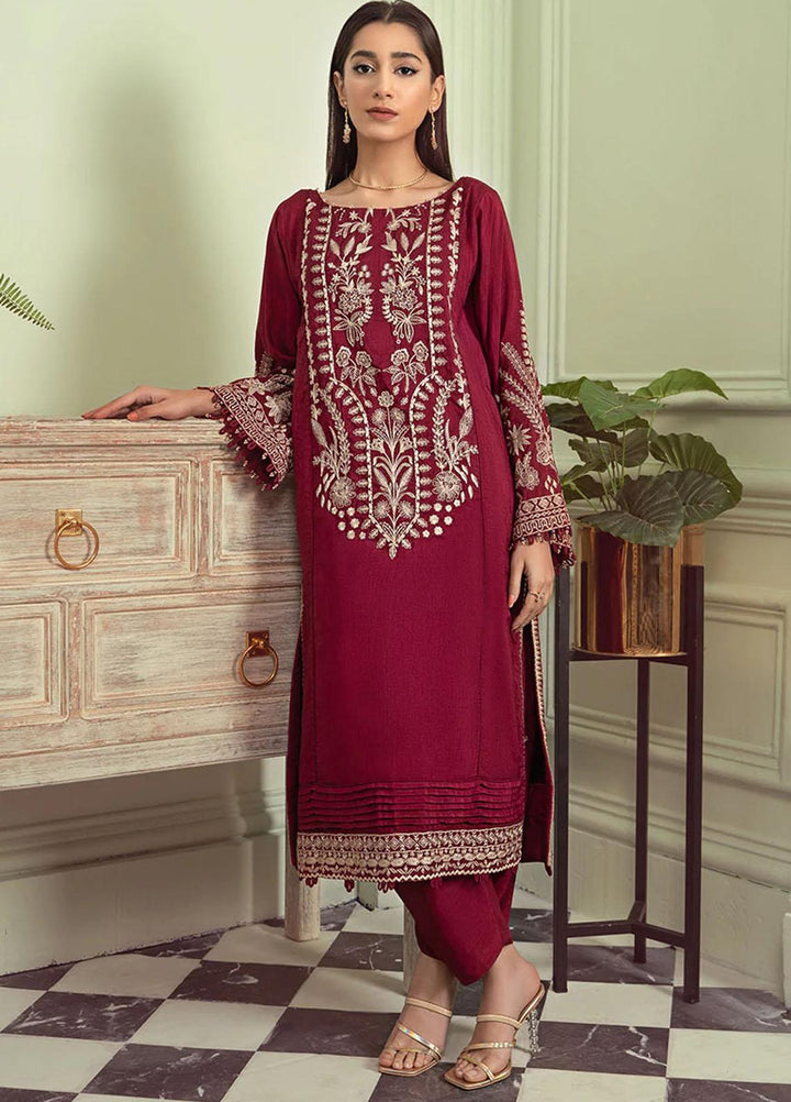 Xenia Formals Ready to Wear Embroidered Raw Silk 3 Piece Suit FARIZA XFR-22-335