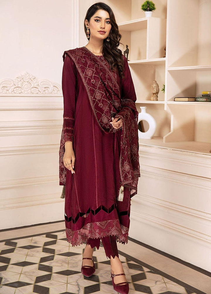 Xenia Formals Pret Embroidered Raw Silk 3 Piece Suit JODA XFR-21-275