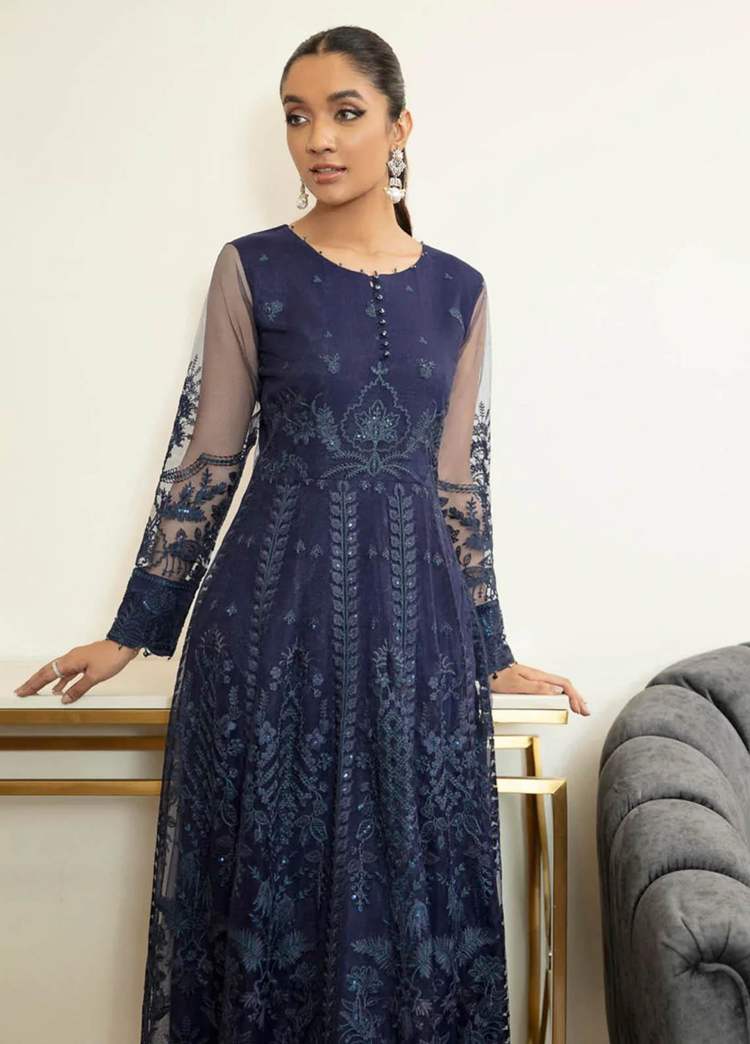 Xenia Formals Luxury Pret  Net 3 Piece Dress GHANEEM XFR-21-300