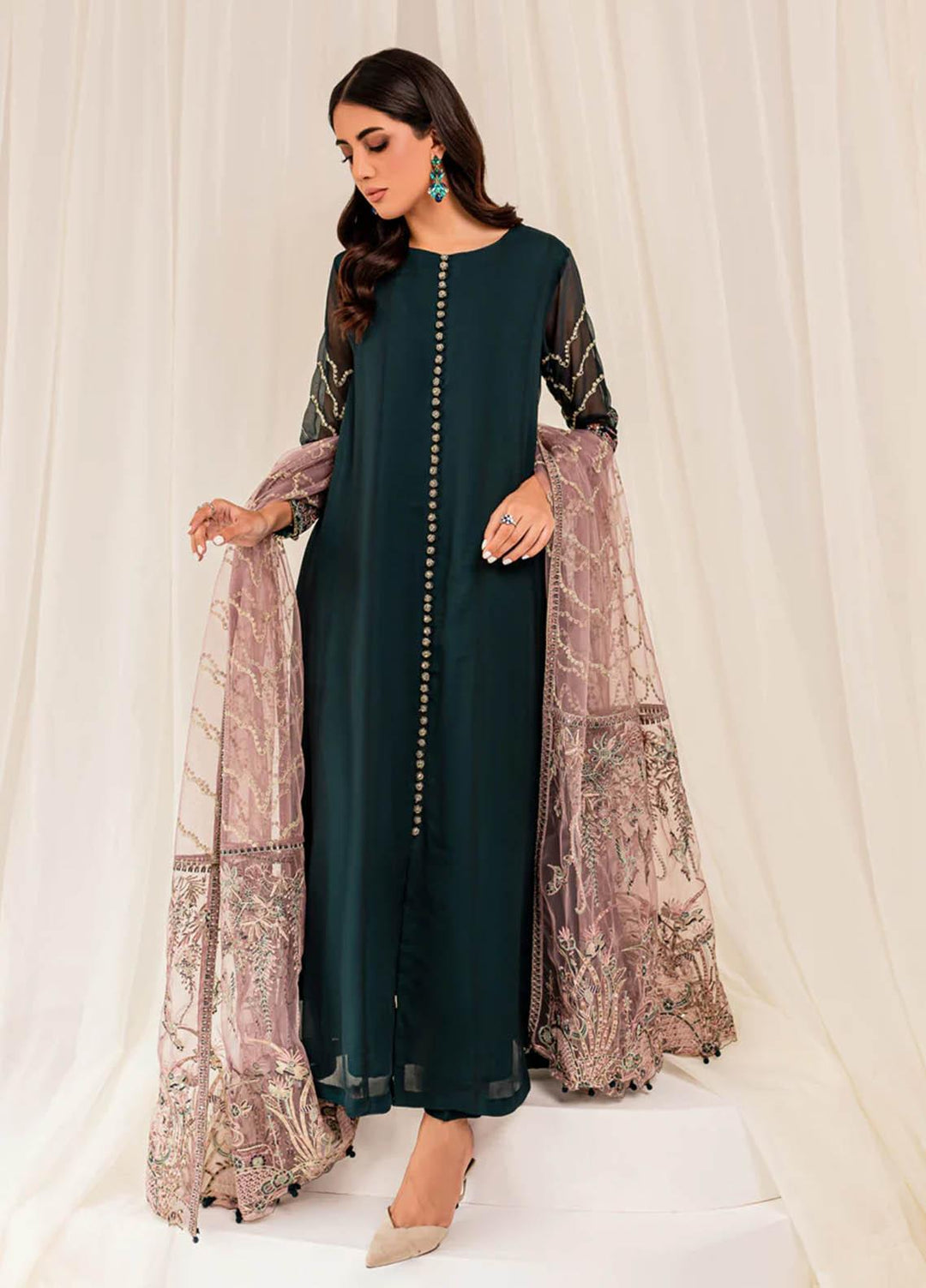 Xenia Formals Luxury Pret  Chiffon 3 Piece Dress Kanval