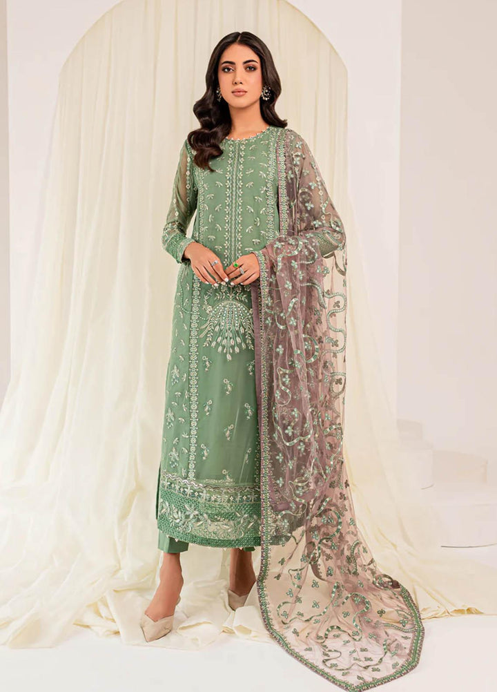 Xenia Formals Luxury Pret  Chiffon 3 Piece Dress Verde