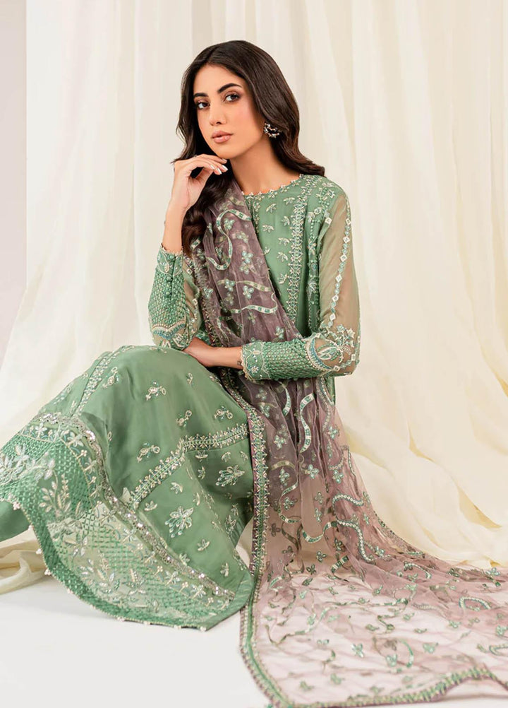 Xenia Formals Luxury Pret  Chiffon 3 Piece Dress Verde